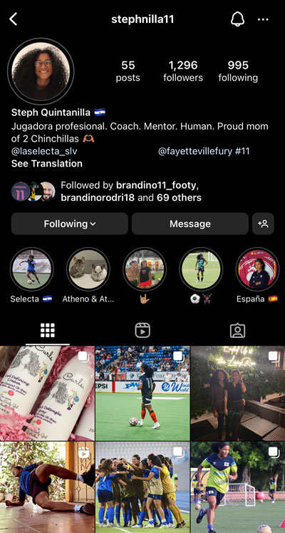 Screenshot of Stephanie Quintanilla's Instagram profile.